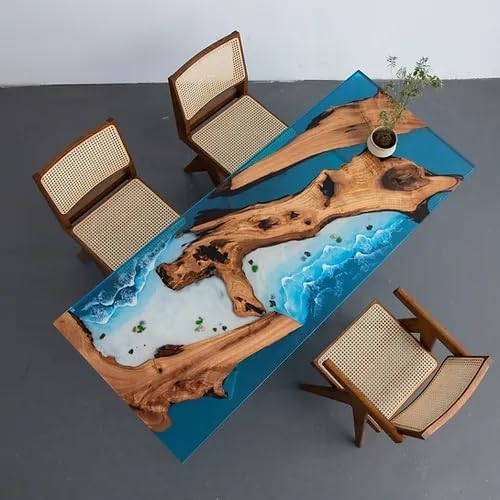 Natural Wood Ocean Look Realistic Beach Feel Epoxy Resin Table